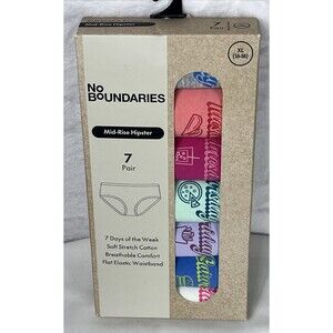 No Boundaries Mid-Rise Hipster 7 Pair Days of the Week Multi Size XL 16-18 NEW